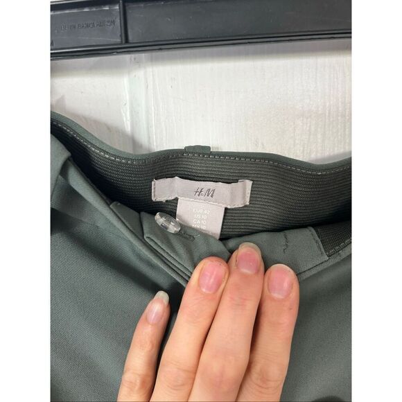 H&M high waisted olive green dress pants/work pants size 10 - Picture 3 of 5